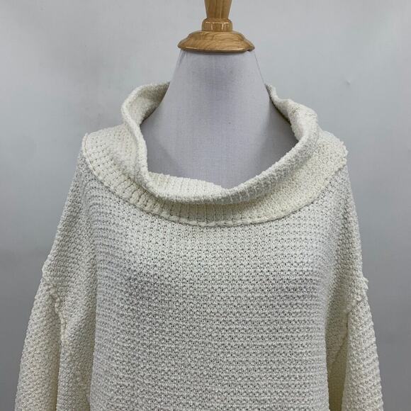 Free People Sweater Womens Small Camel Be Yours Cowl Neck Drop Shoulder Oversize - Picture 3 of 11